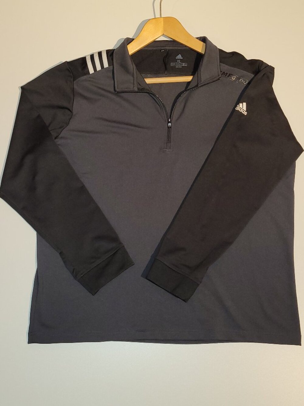 adidas Golf Men's 3 stripes 1/4 Zip Pullover Sweatshirt Grey/Black Size XL
